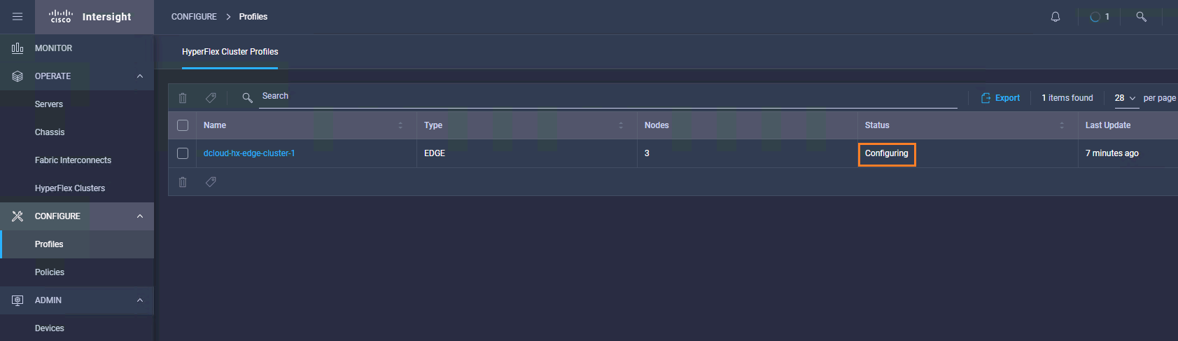 Figure 17 - HyperFlex Cluster Profile Configuring state