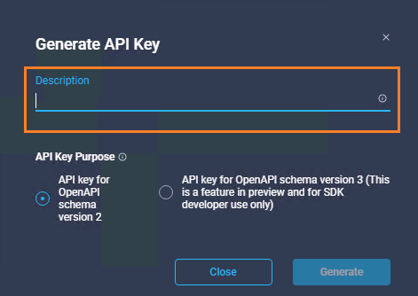 Figure 4 - Enter an API key description