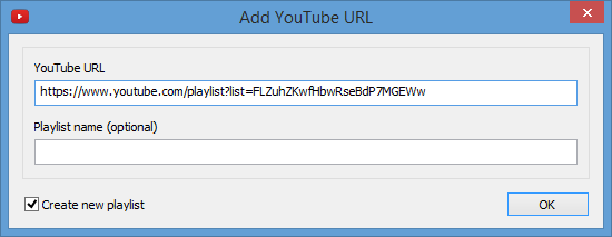 Add URL dialog