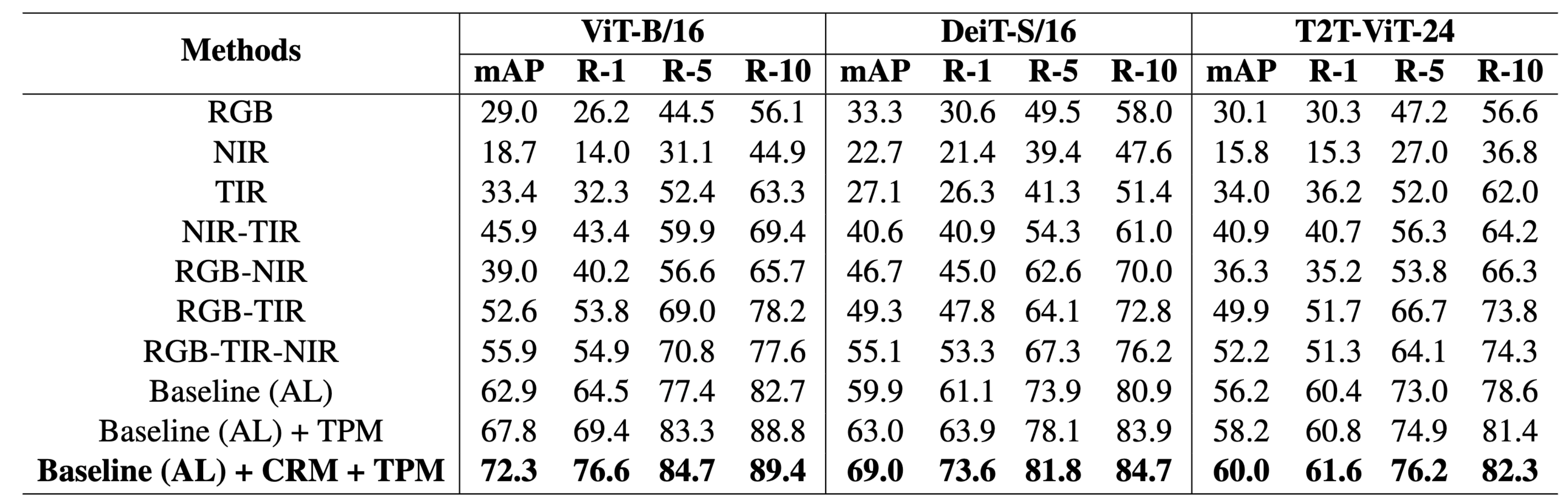 Performance comparison of different backbones