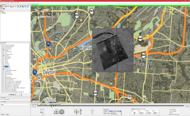 EO/SAR overlaid together in Pursuer with map lowest zoom