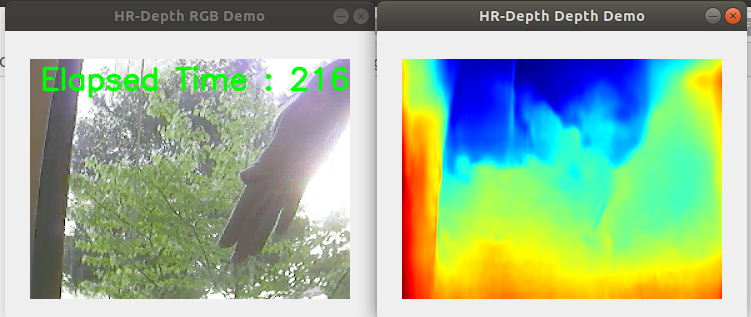 High Resolution Self-Supervised Monocular Depth Estimation Demo Output