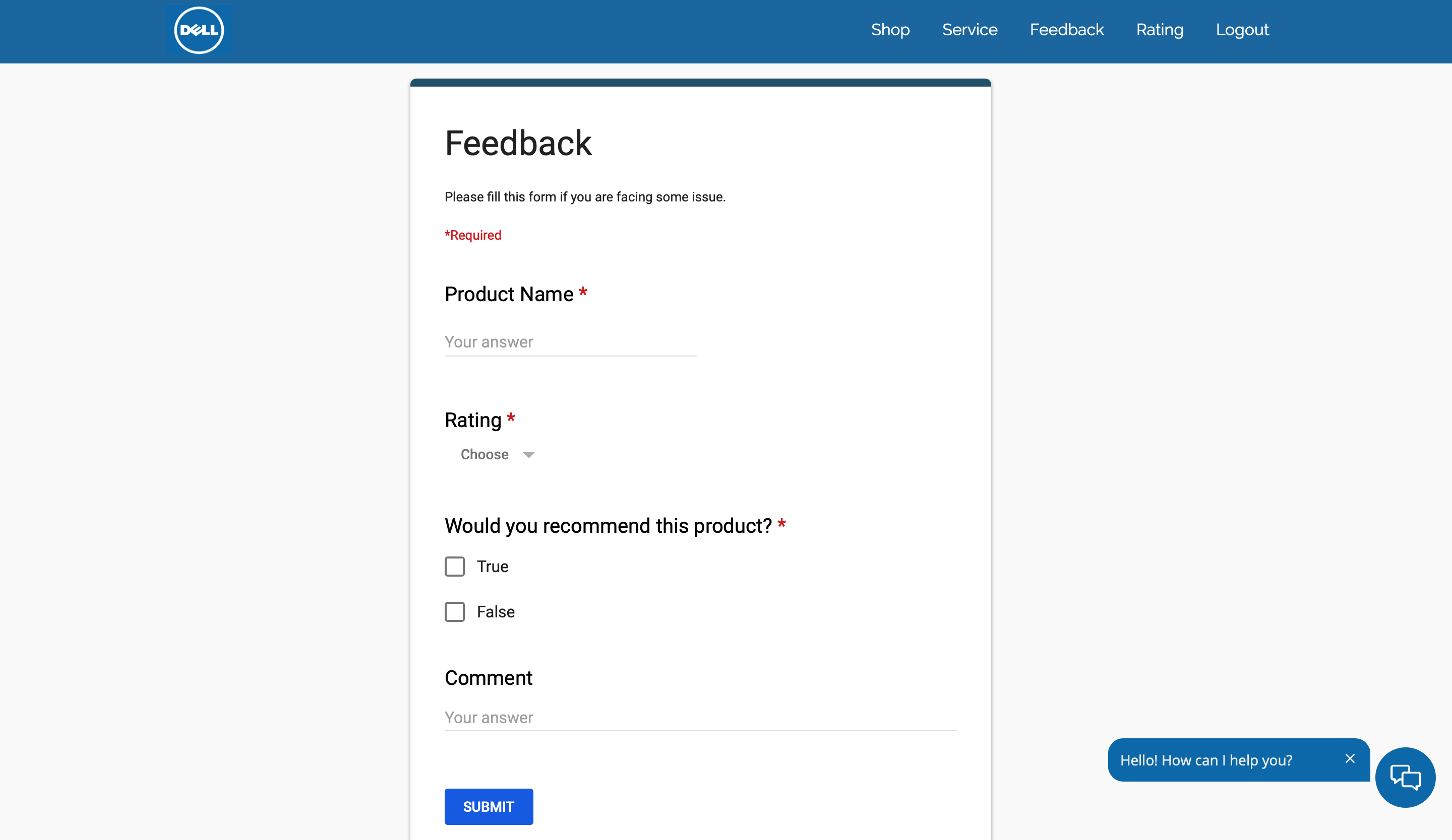 Feedback form