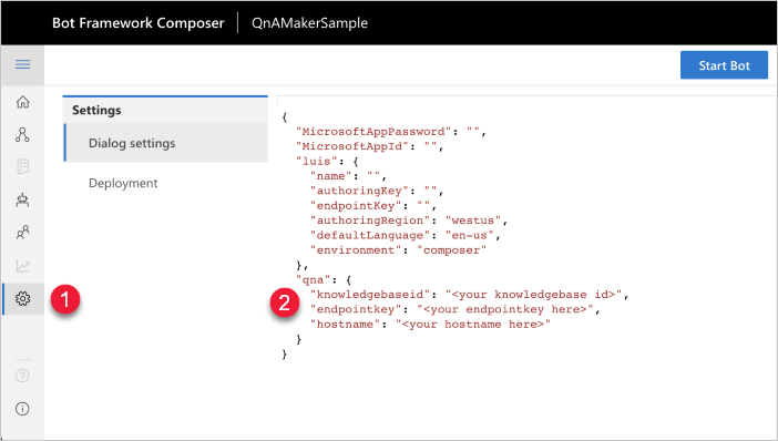 Edit Qna Maker settings