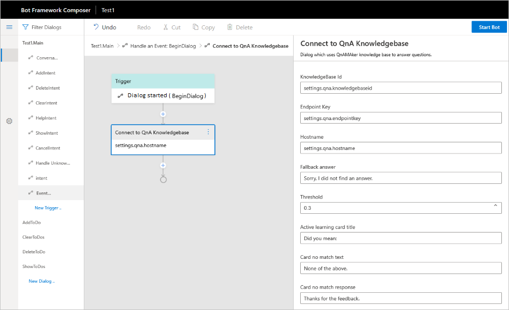 Review Qna Maker settings