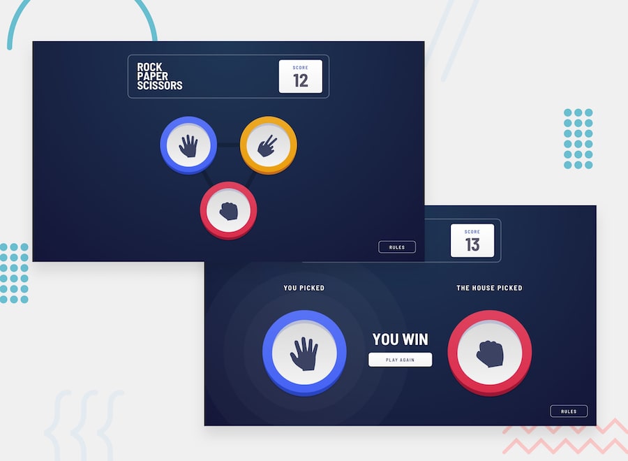 Design Preview for Rock Paper Scissor Game