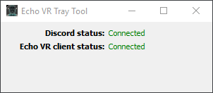 Screenshot. Discord status: Connected. Echo VR client status: Connected.