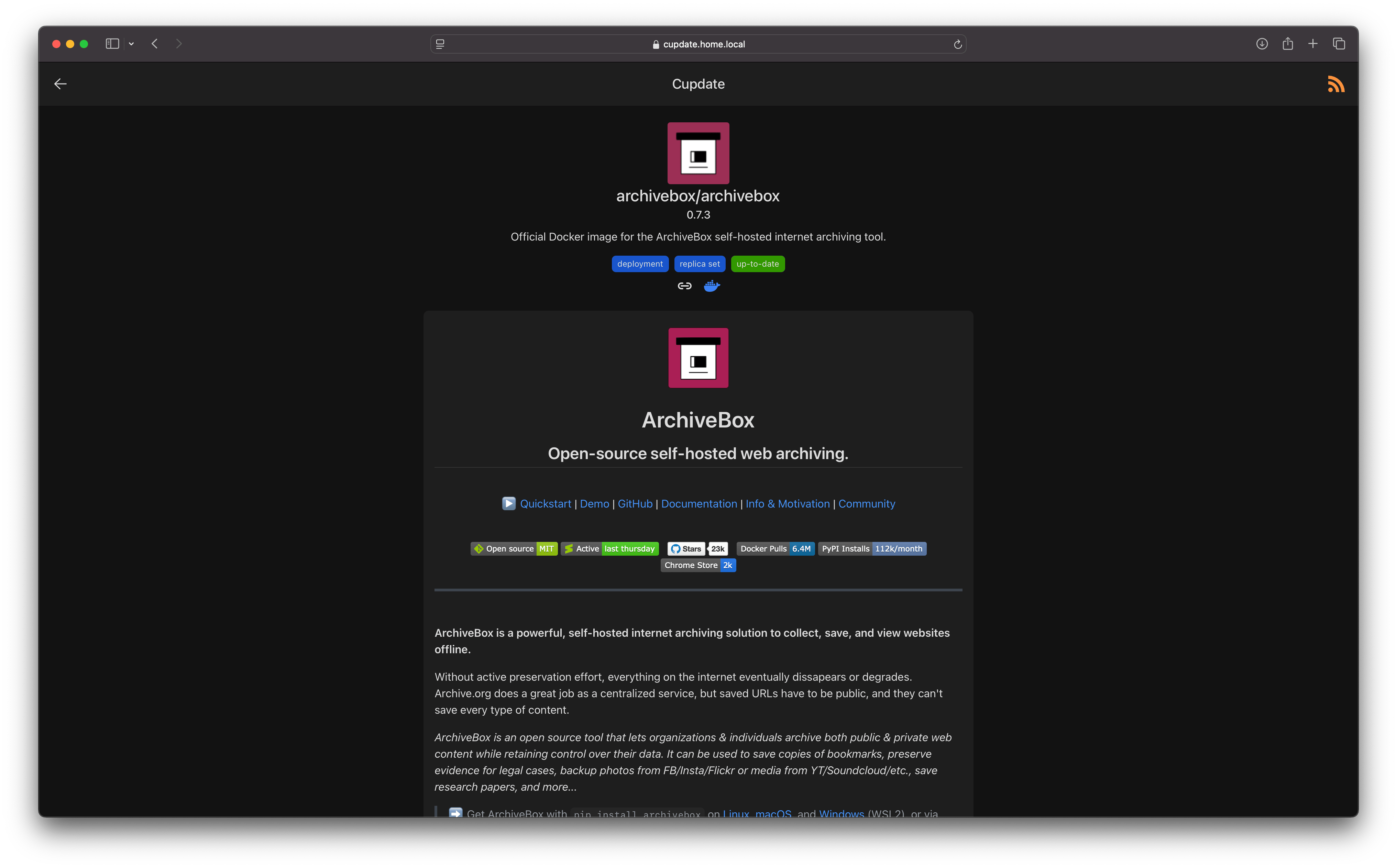 Image page screenshot in dark mode