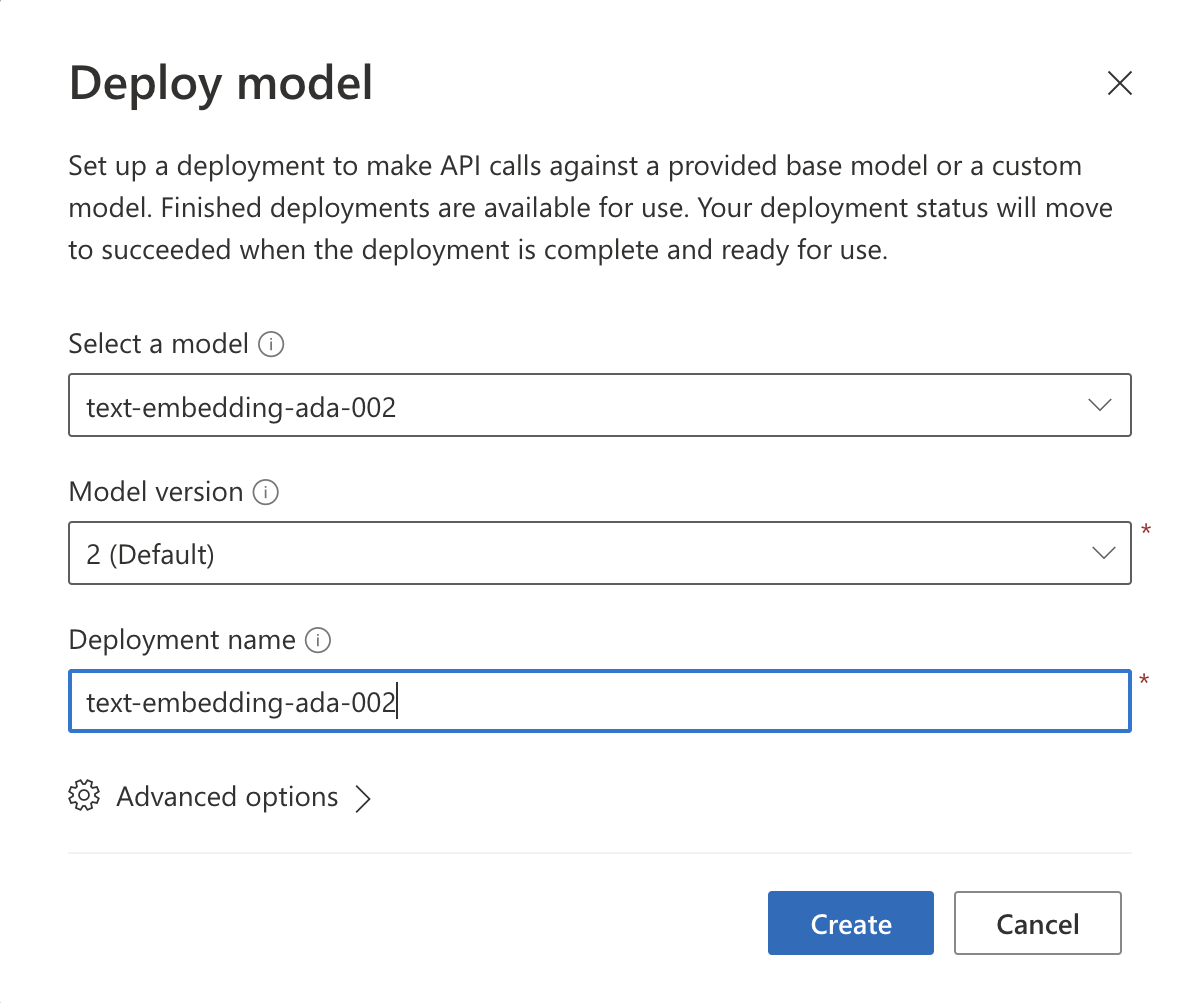 A screenshot of the Azure AI Studio creating first deployment.