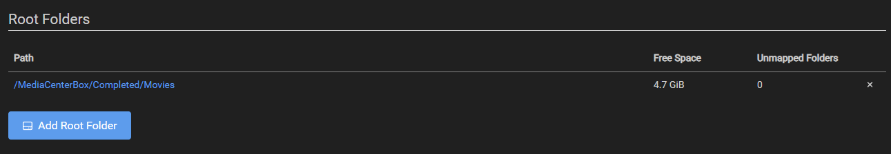 Radarr Root Folders