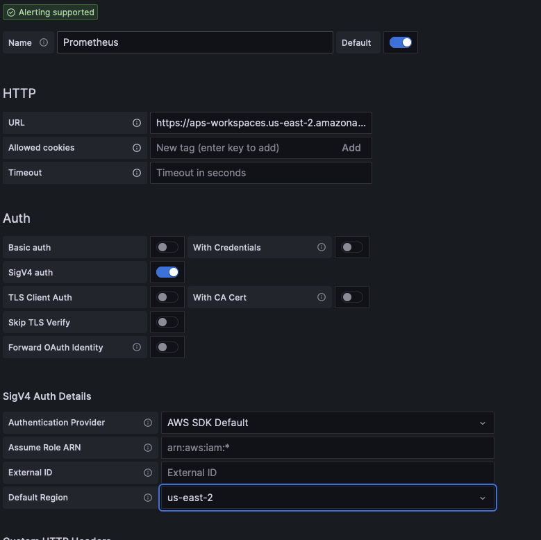 Add Prometheus datasource to AMG 