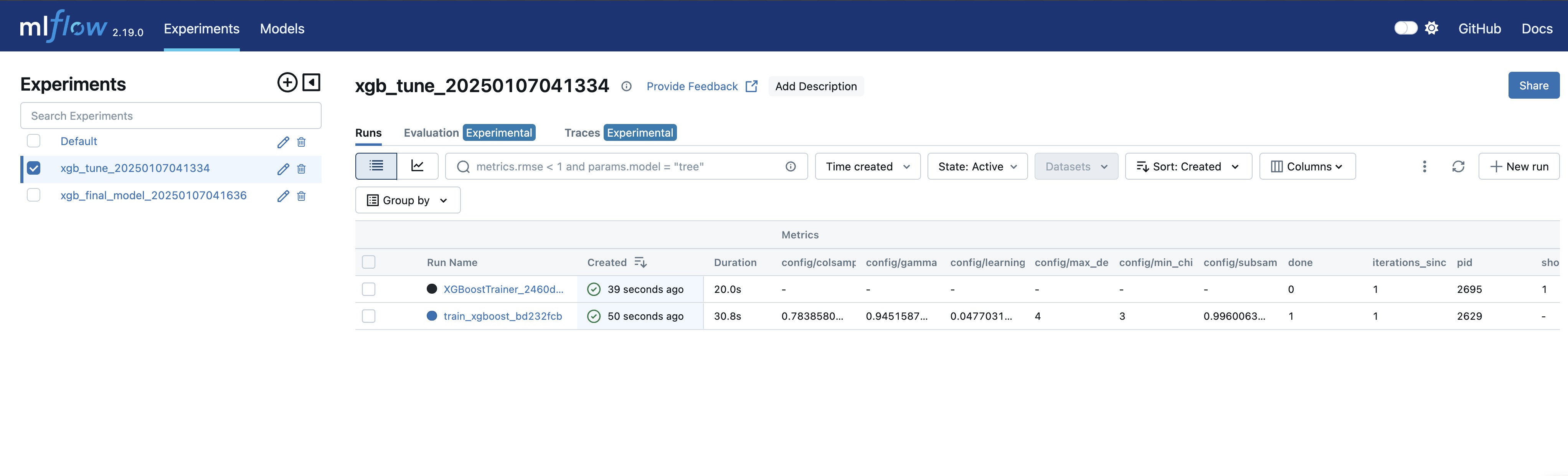 MLflow UI