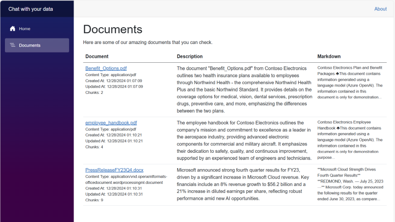 Document Management Application running 