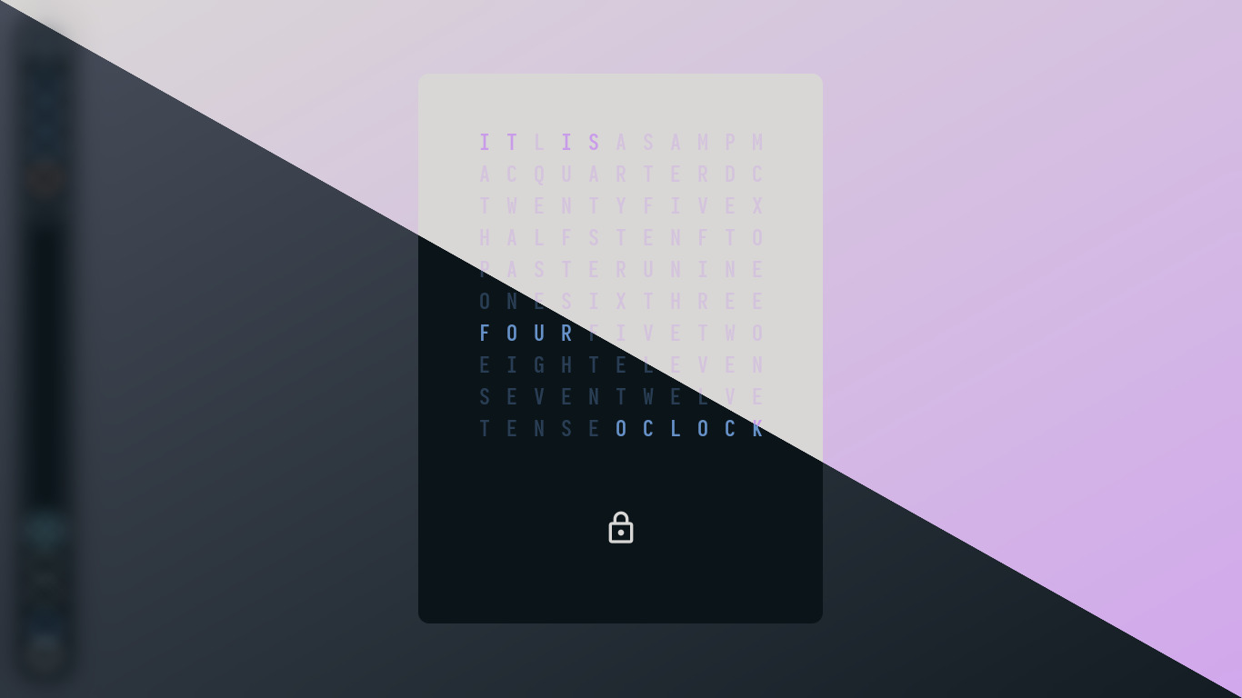 word clock lockscreen preview