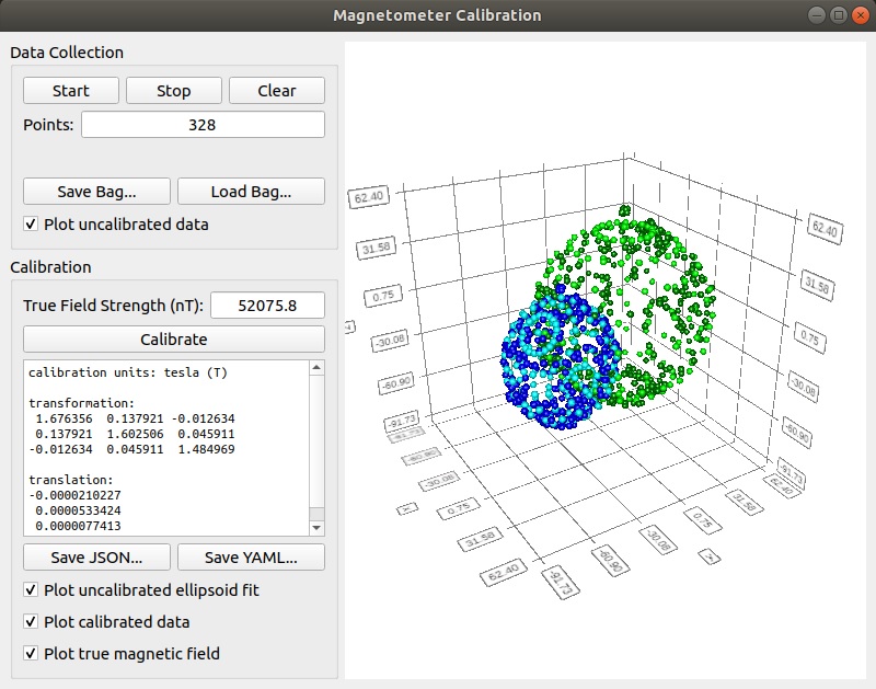 Figure 1: The magnetometer calibration GUI.