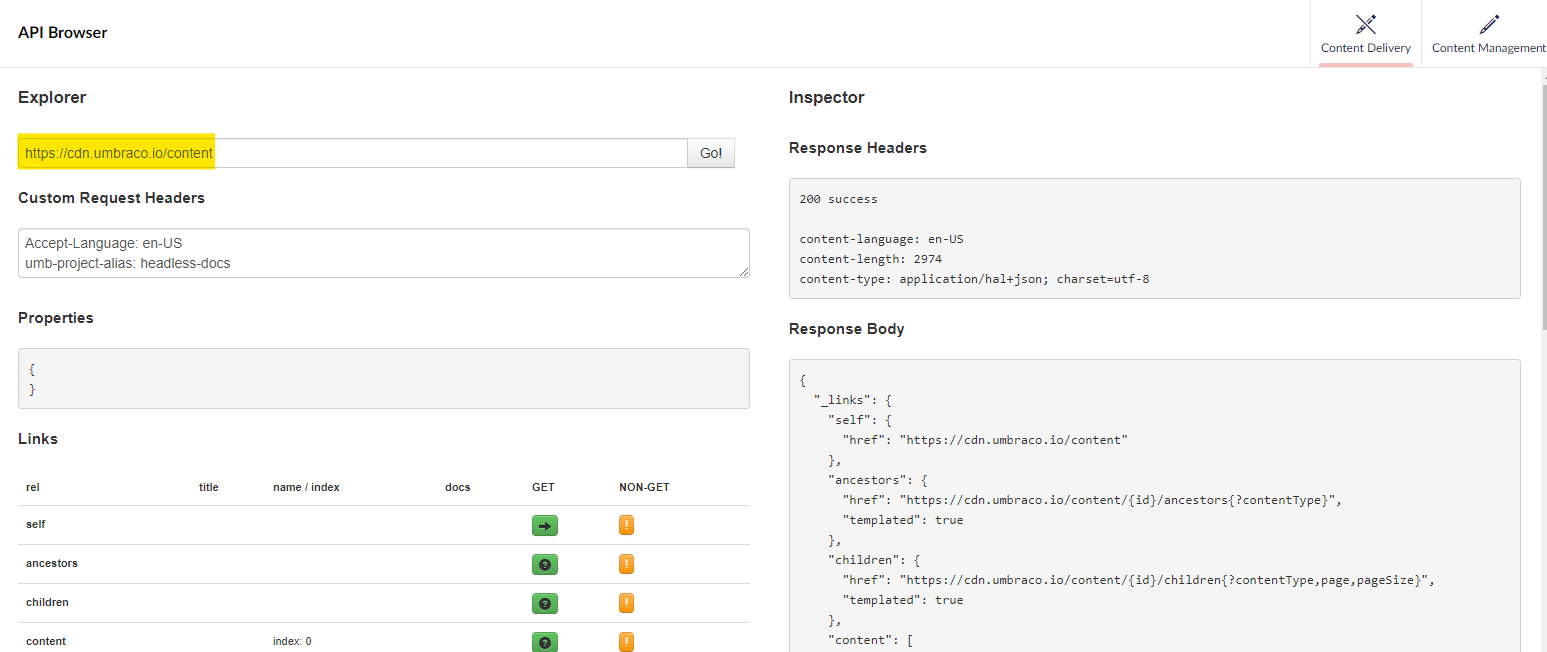 API Browser - Content