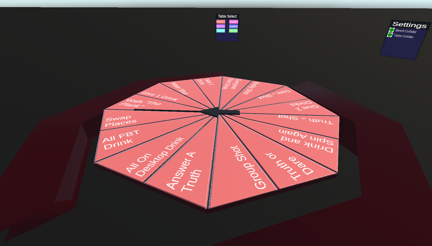 Example Image of Table in Unity