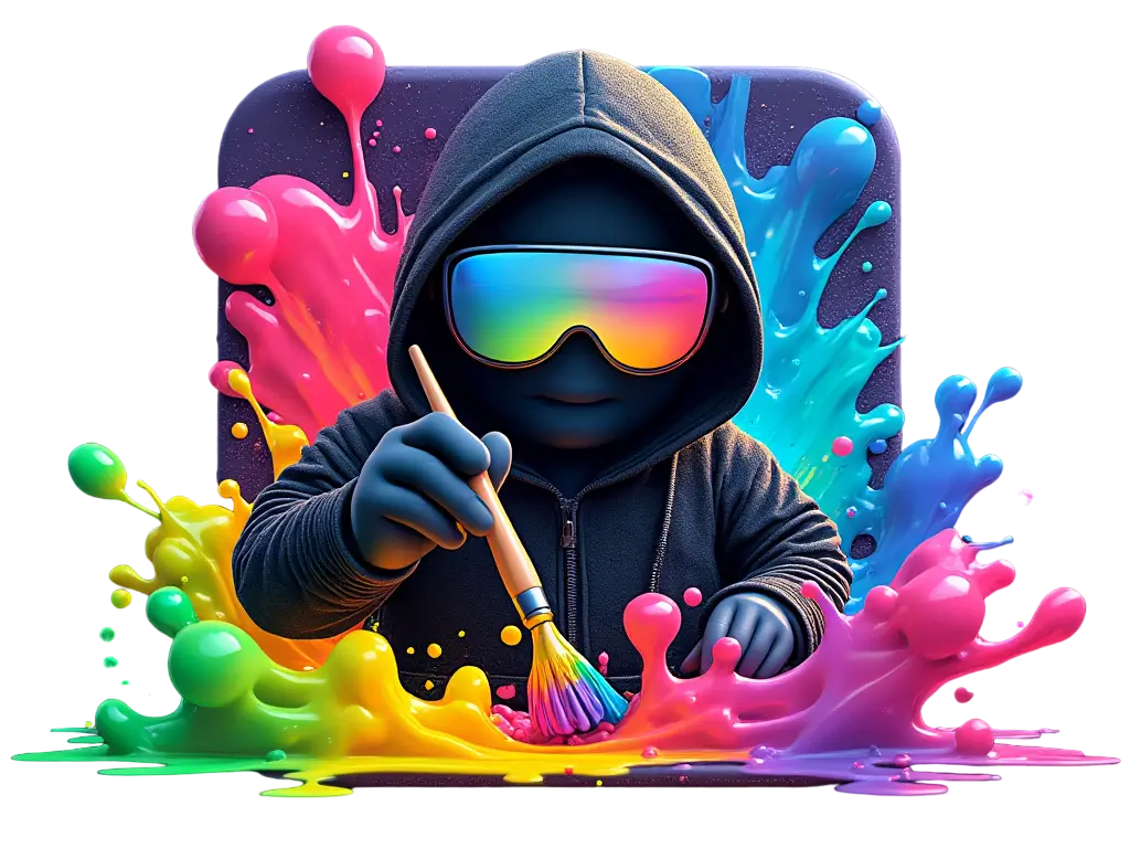 A rendering of a hacker mixing some colors, the icon for this package