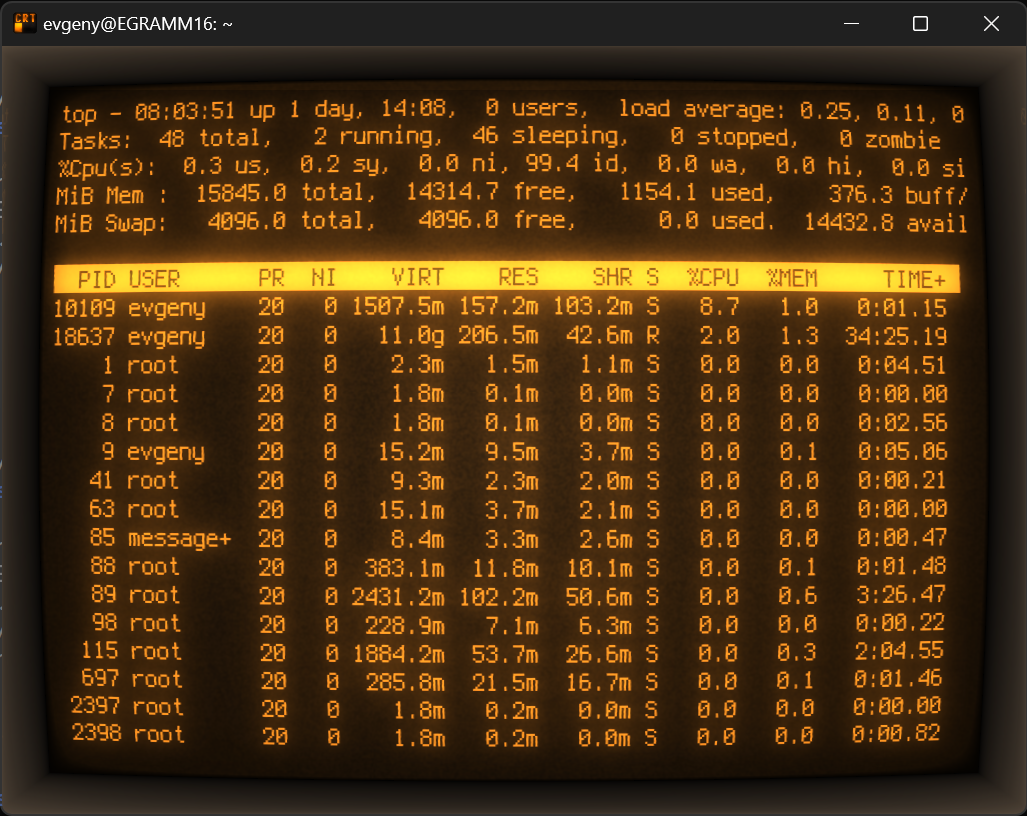 VcXsrv with cool-retro-term with DarkTitle running