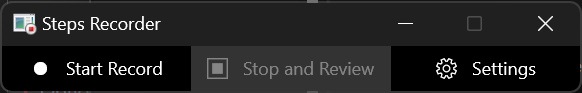 Steps Recorder with DarkTitle running