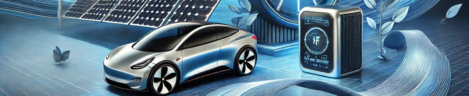 a futuristic image of ev and solar panels