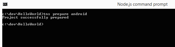 tns prepare android windows