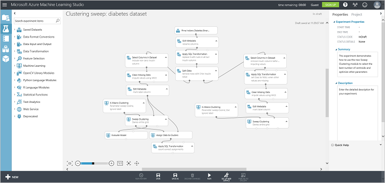 Open a Gallery experiment in Machine Learning Studio - clustering algorithm example