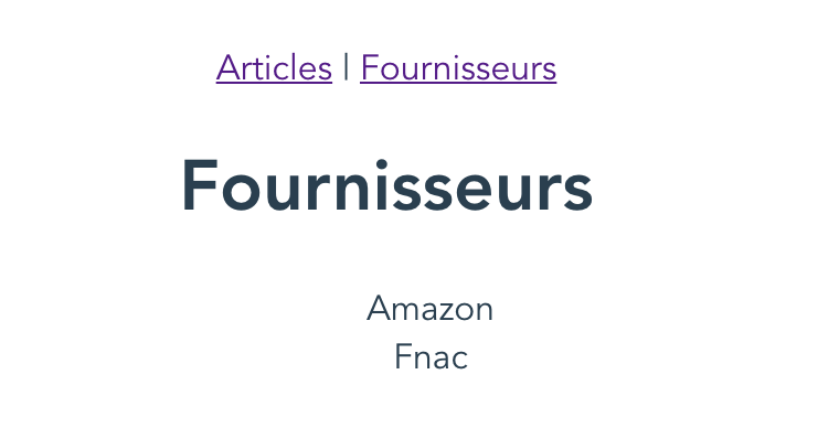 Liste des fournisseurs