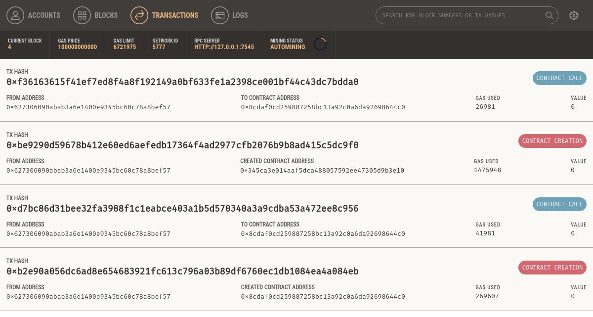 METoken deployment on Ganache