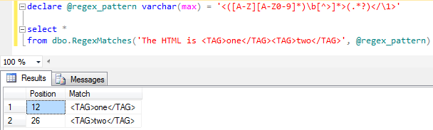 Matches SSMS example