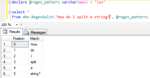 Split SSMS example