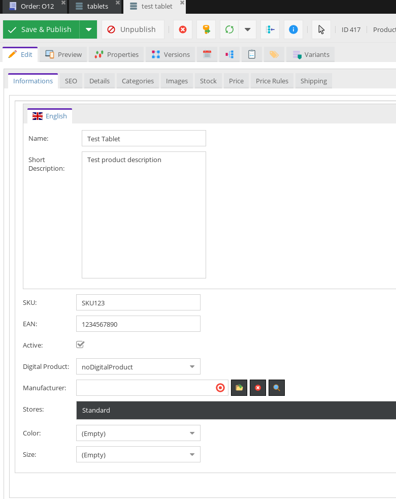 Admin panel integration