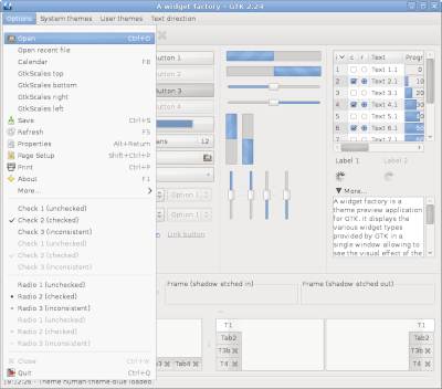 Preview with GTK 2 - Blue variation - Menu