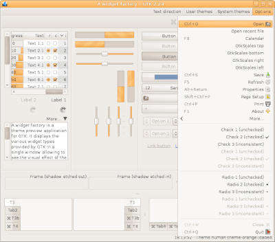 Preview with GTK 2 - RTL - Orange variation - Menu