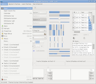 Preview with GTK 3 - Blue variation - Menu