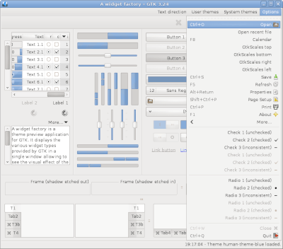 Preview with GTK 3 - RTL - Blue variation - Menu