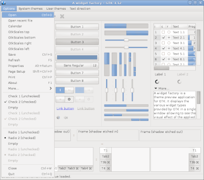 Preview with GTK 4 - Blue variation - Menu