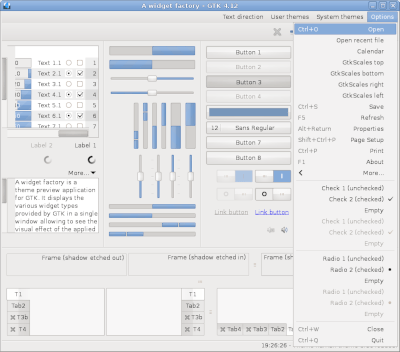 Preview with GTK 4 - RTL - Blue variation - Menu