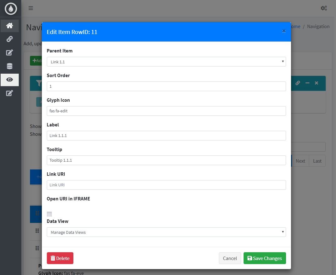 Data View Editing Example