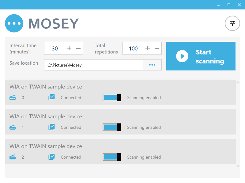 Mosey main window