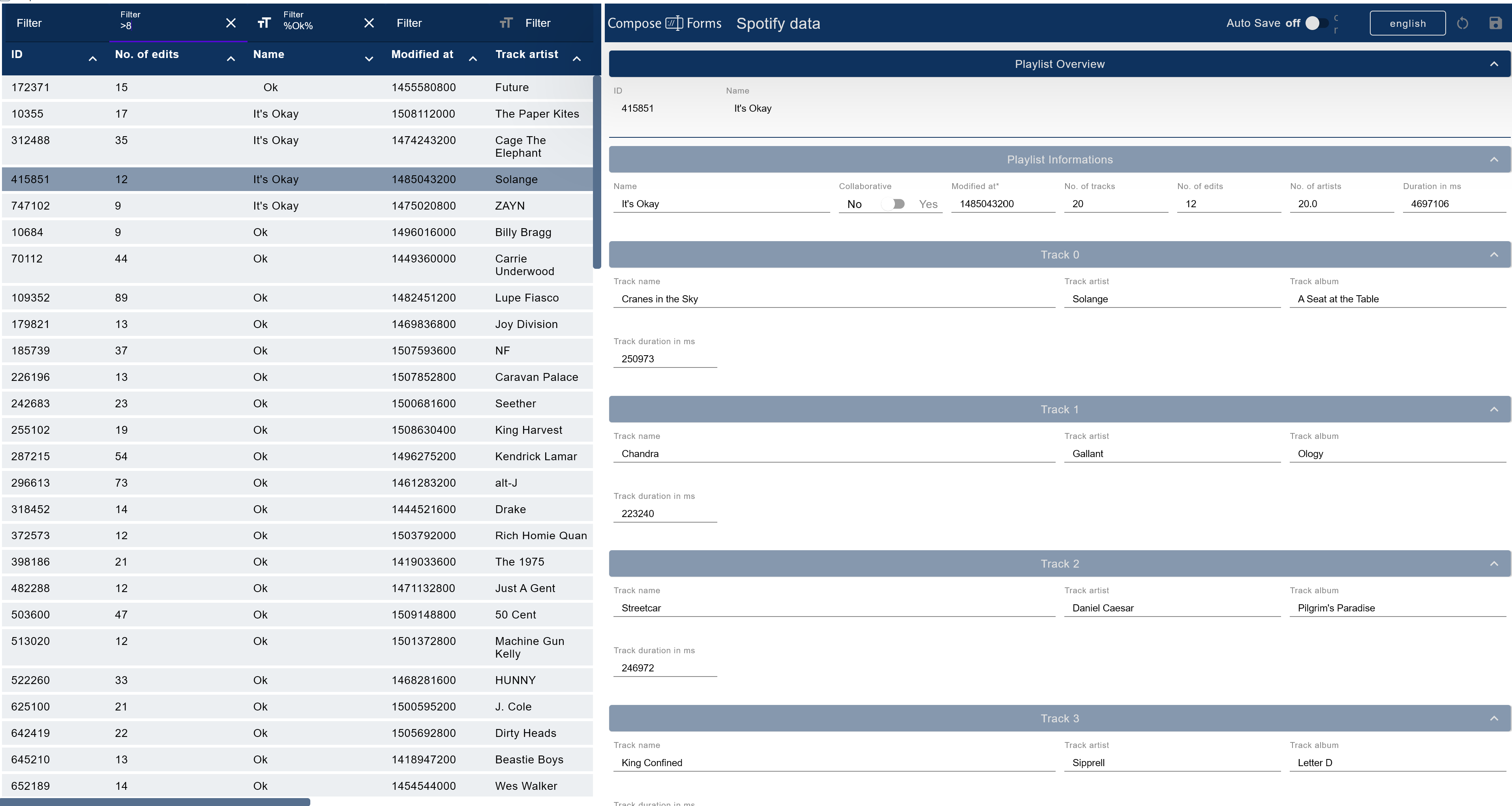 Compose BigLazyTable Demo Applikation