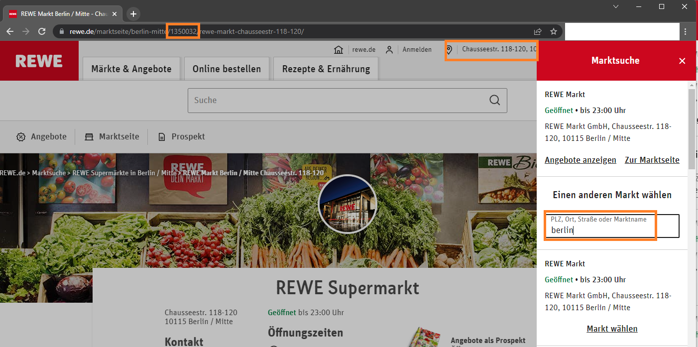 Rewe.de Sensor