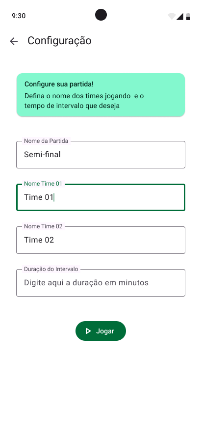 Tela de Configuração - Modo Claro