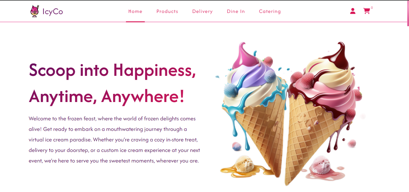 Ice Cream Website Screenshot