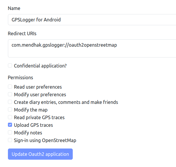 Oauth settings