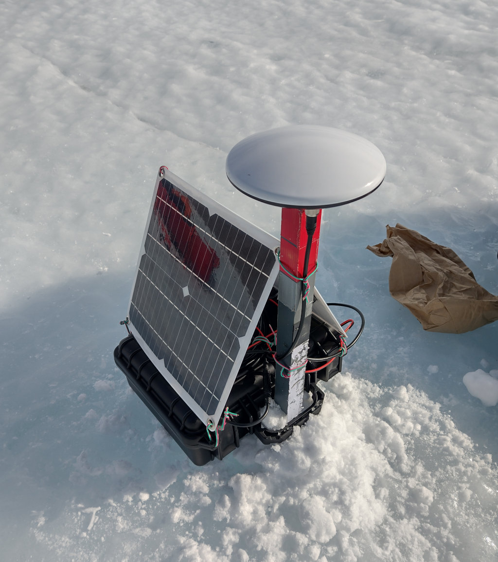 Low cost GNSS logger deployed on the Priestley Glacier Nov. 2023