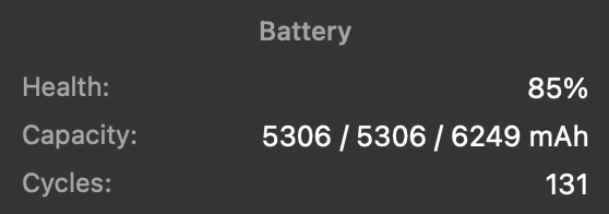 Battery Health 85%