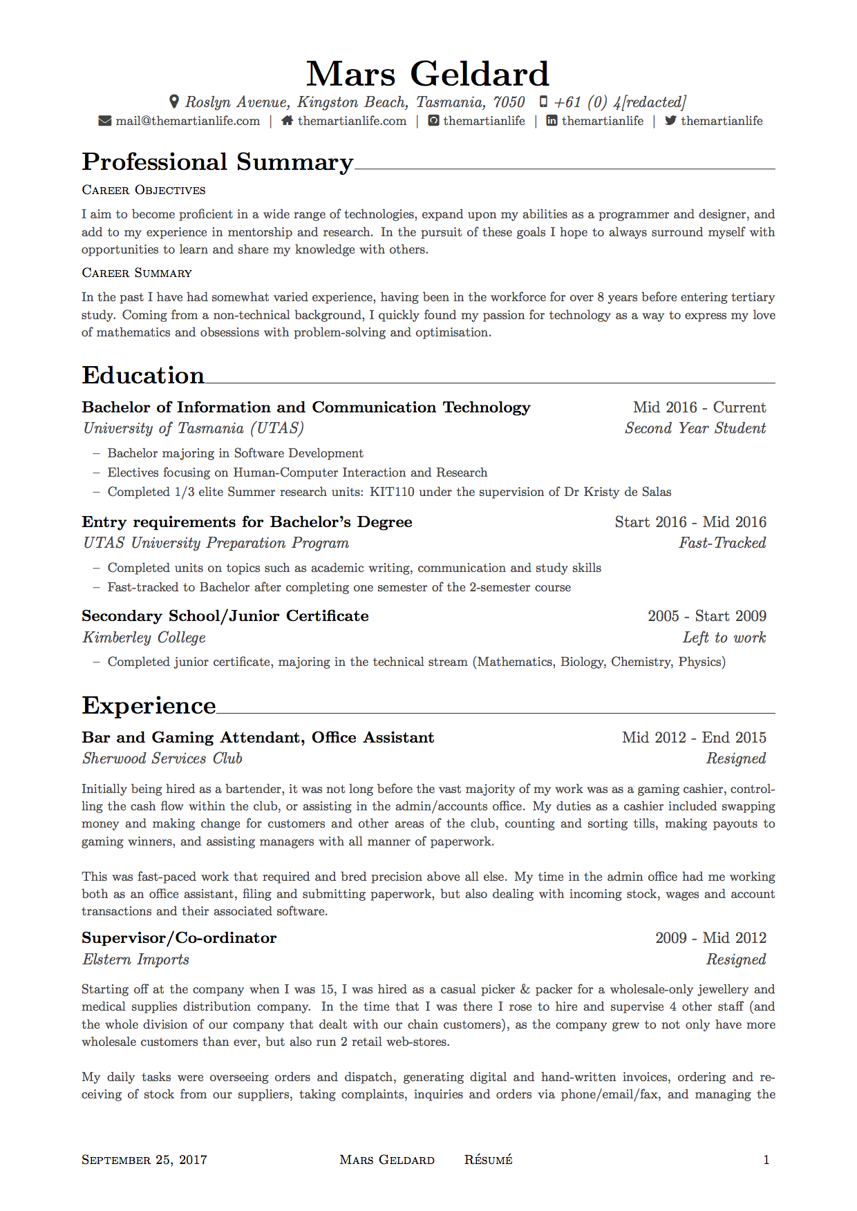 Résumé Page 1