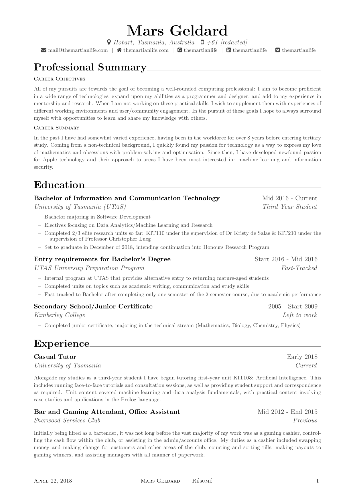 Résumé Page 1