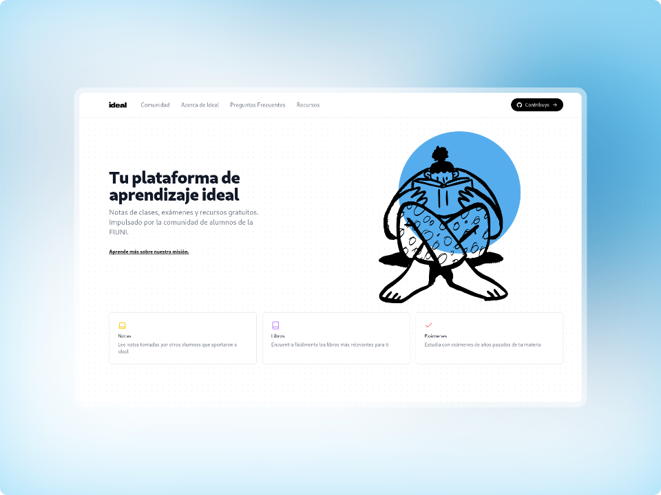 Screenshot de la landing page de  ideal